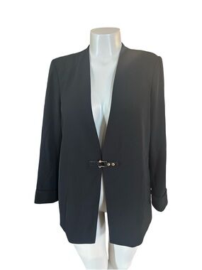 Calvin Klein Black Open Blazer with Gold-Tone Clasp